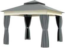 Paviljon Outsunny, kahekordse katusega, 3 x 3 m, veekindel, tumehall