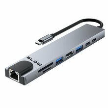USB-C jagaja Blow K-08, RJ45 + HDMI 100W