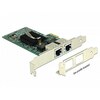 Võrguadapter Delock PCIe x1, 2x Gigabit LAN, RJ45, madal profiil
