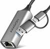 Gigabit Ethernet adapter Axagon ADE-TXCA, USB-C + USB-A, 3.2 Gen 1, titaanhall