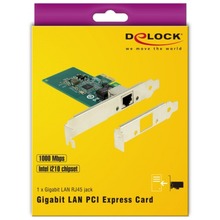 Võrgukaart Delock PCIe x1, 1x Gigabit LAN, RJ45