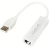 Adapter Logilink UA0144B, USB 2.0, Fast Ethernet, RJ45, valge