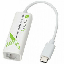 Võrguadapter Techly USB-C 3.1 to RJ45, Gigabit, 13 m, valge