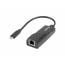 Võrguadapter Lanberg NC-1000-02, USB-C, RJ-45, 0.15 m, must
