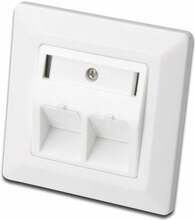 Seinapaneel Digitus DN-93801-1, Keystone moodulid, 2x RJ-45, valge, 50x50 mm keskplaat, 80x80 mm raam