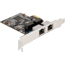 Võrgukaart Delock PCIE x1, 2x RJ45, Gigabit