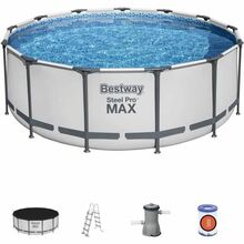 Karkassbassein Bestway Steel Pro Max 5618W, 396 x 122 cm, filtriga ja redeliga, hall