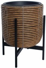 Lillepott Home4you Wicker, plastik/metall, 30 x 30 x 38 cm, pruun
