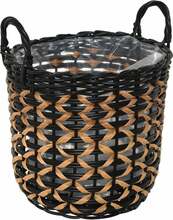 Lillepott OTE Flower Pot M D015-W40, plastik/rotang, 38 x 38 x 38 cm, must/beež