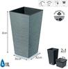 Lillepott Prosperplast Furu Square, 26,5 x 26,5 x 50 cm, betoon