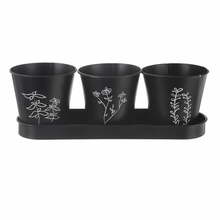 Lillepotikomplekt Orion Blackline, 3 tk, ø 11 cm, must