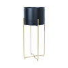 Lillepostament Home4You DEIA BLACK L, 24,5 x 23,5 x 57 cm, must/kuldne