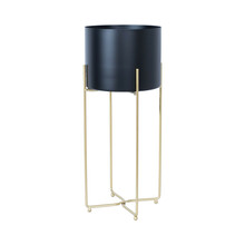 Lillepostament Home4You DEIA BLACK L, 24,5 x 23,5 x 57 cm, must/kuldne
