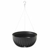 Rippuv lillepott Lamela Mira 977-04, plastik, 30 x 16 cm, must