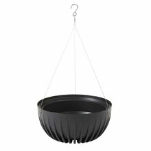Rippuv lillepott Lamela Mira 977-04, plastik, 30 x 16 cm, must