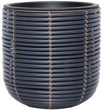 Lillepott Home4you Wicker, plastik/metall, 27 cm, must