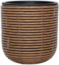 Lillepott Home4you Wicker 38089, plastik/metall, D27 x H28 cm, pruun