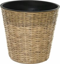 Lillepott OTE Flower Pot D009-W38, plastik/rattan, 41.5 x 41.5 x 41.5 cm, helepruun