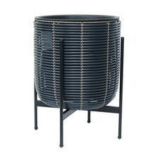 Lillepott Home4you Wicker, plastik/metall, 38 cm, must