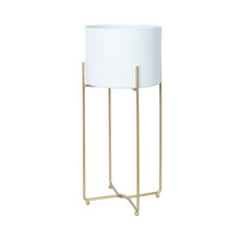 Lillepostament Home4You DEIA WHITE L, 24,5 x 23,5 x 57 cm, valge/kuldne