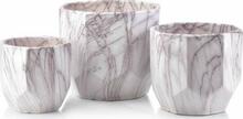 Lillepottide komplekt Mondex Neva Marble Set HTYE2596, keraamika, 25 x 23 cm, 20 x 19 cm, 15 x 16 cm, valge/hall