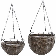 Riputatav lillepott Home4you Wicker, 30 cm, pruun, 2 tk