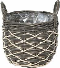 Lillepott OTE Flower Pot S D016-W37, plastik/rotang, 30 cm, valge/hall
