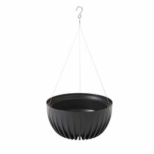 Rippuv lillepott Lamela Mira 976-04, plastik, 24 x 14 cm, must