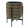 Lillepott Home4you Wicker, plastik/metall, 38 x 38 x 49 cm, heledapruun