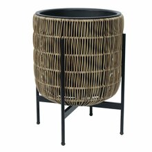 Lillepott Home4you Wicker, plastik/metall, 38 x 38 x 49 cm, heledapruun