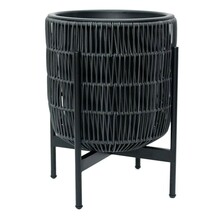 Lillepott Home4you Wicker, plastik/metall, 38 x 38 x 49 cm, must