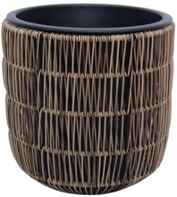 Lillepott Home4you Wicker, plastik/metall, 27 x 28 cm, helepruun