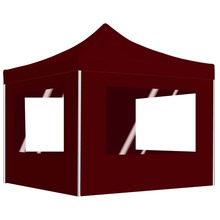 Kokkupandav peotelk seintega vidaXL, 2x2 m, bordoopunane, alumiinium