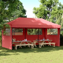 Kokkupandav peotelk vidaXL 3 külgseinaga, 580x292x315 cm, bordo