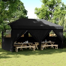 Kokkupandav peotelk vidaXL 4 külgseinaga, 580x292x315 cm, must