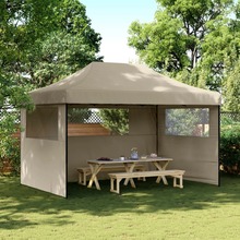 Kokkupandav peotelk vidaXL 3 külgseinaga, 440x292x315 cm, taupe