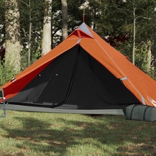 Ühe inimese matkakateel telk vidaXL, hall/oranž, tipi disain
