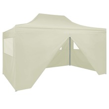 Kokkupandav peotelk vidaXL 4 seinaga, 3x4 m, kreemjas, teras