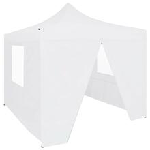 Kokkupandav paviljon vidaXL 4 seinaga, 2x2 m, valge, teras