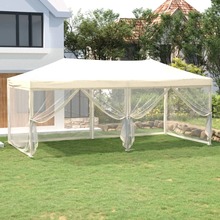 Peotelk vidaXL külgseintega, 3x6 m, 572x292x244 cm, kreemjas