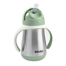 Metallist joogipudel kõrrega Beaba 913535 roheline, 250 ml