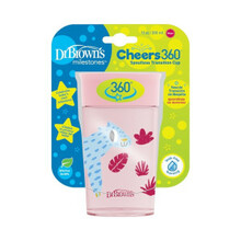 Joogipudel kaanega Dr. Brown's Cheers 360 Deco roosa, 300 ml