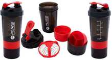 Joogipudel PURE BIDON FITNESS SHAKER, hall/punane, 500 ml