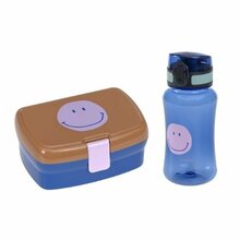 Joogipudeli ja lõunakarbi komplekt Laessig GmbH Little Gang Smile caramel/blue, 460 ml