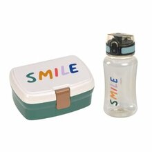 Joogipudeli ja lõunasöögikarbi komplekt Laessig GmbH Little Gang Smile milky/ocean green, 460 ml