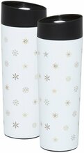 Termokruus Ambition Art Deco Stars, 340 ml, valge/must