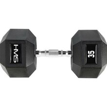 Kuusnurkne hantel HMS Hex Pro, 35 kg