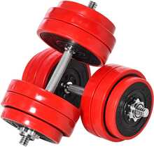 Reguleeritavate hantlite komplekt Homcom, 20/30 kg, punane + must