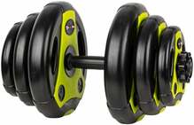 Reguleeritav hantel Insportline, 3-18 kg, must/roheline