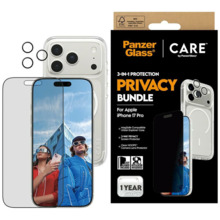 Kaitsekomplekt PanzerGlass CARE Flagship Privacy 3-in-1 ümbris + privaatsusklaas + objektiivikaitse, iPhone 17 Pro jaoks